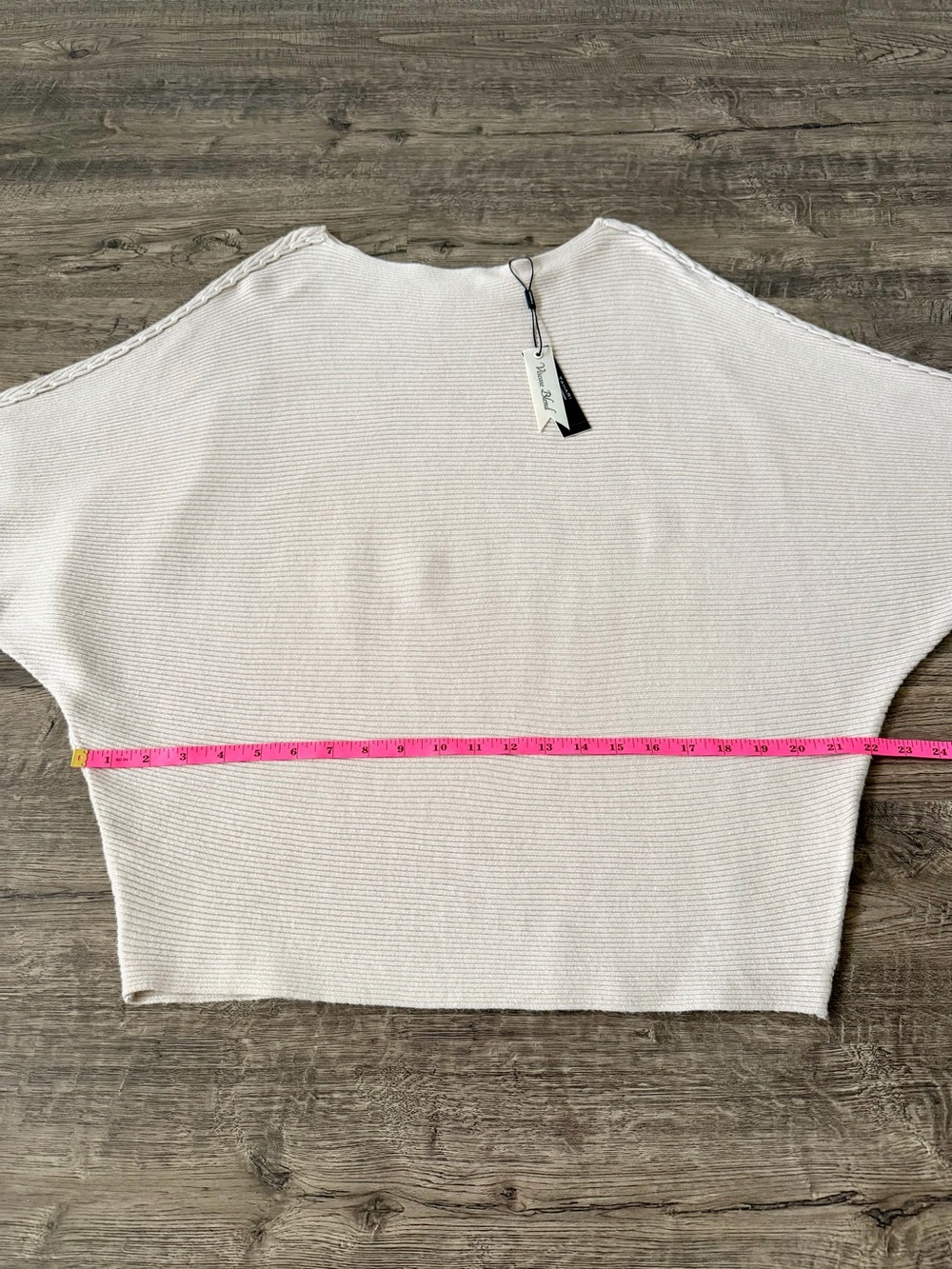 Tahari Dolman Sleeve Ribbed Sweater Womens Size L Beige Braided Quiet Luxury - Picture 7 of 10